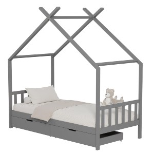 72631 ΚΡΕΒΑΤΙ ΠΑΙΔΙΚΟ KLARICE HM680.05 τ.MONTESSORI-2 ΣΥΡΤΑΡΙΑ- ΞΥΛΟ ΠΕΥΚΟΥ ΓΚΡΙ-190x90εκ