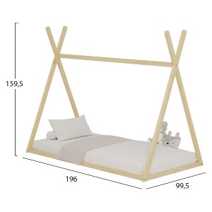 72632 ΚΡΕΒΑΤΙ ΠΑΙΔΙΚΟ MUNK HM681.01 τ.MONTESSORI ΜΑΣΙΦ ΞΥΛΟ ΠΕΥΚΟΥ ΦΥΣΙΚΟ- 190x90εκ