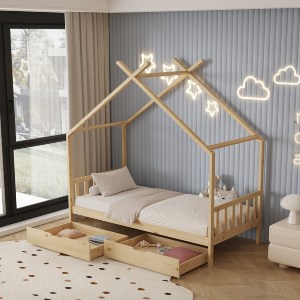 72633 ΚΡΕΒΑΤΙ ΠΑΙΔΙΚΟ KLARICE HM680.01 τ.MONTESSORI-2 ΣΥΡΤΑΡΙΑ-ΞΥΛΟ ΠΕΥΚΟ ΦΥΣΙΚΟ-190x90εκ