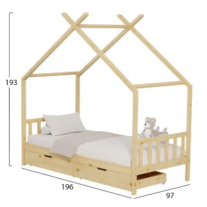 72633 ΚΡΕΒΑΤΙ ΠΑΙΔΙΚΟ KLARICE HM680.01 τ.MONTESSORI-2 ΣΥΡΤΑΡΙΑ-ΞΥΛΟ ΠΕΥΚΟ ΦΥΣΙΚΟ-190x90εκ