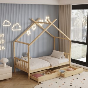 72633 ΚΡΕΒΑΤΙ ΠΑΙΔΙΚΟ KLARICE HM680.01 τ.MONTESSORI-2 ΣΥΡΤΑΡΙΑ-ΞΥΛΟ ΠΕΥΚΟ ΦΥΣΙΚΟ-190x90εκ