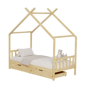 72633 ΚΡΕΒΑΤΙ ΠΑΙΔΙΚΟ KLARICE HM680.01 τ.MONTESSORI-2 ΣΥΡΤΑΡΙΑ-ΞΥΛΟ ΠΕΥΚΟ ΦΥΣΙΚΟ-190x90εκ