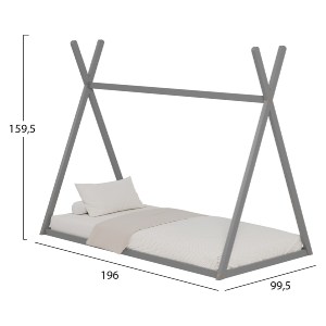 72635 ΚΡΕΒΑΤΙ ΠΑΙΔΙΚΟ MUNK HM681.05 τ.MONTESSORI ΜΑΣΙΦ ΞΥΛΟ ΠΕΥΚΟΥ ΓΚΡΙ- 190x90εκ