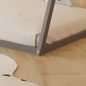 72635 ΚΡΕΒΑΤΙ ΠΑΙΔΙΚΟ MUNK HM681.05 τ.MONTESSORI ΜΑΣΙΦ ΞΥΛΟ ΠΕΥΚΟΥ ΓΚΡΙ- 190x90εκ