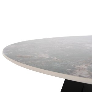 72641 ΤΡΑΠΕΖΙ ΣΤΡΟΓΓΥΛΟ ZOD HM9852.03 ΓΚΡΙ ΜΑΡΜΑΡΟ ΚΕΡΑΜΙΚΟ TOP-ΜΑΥΡΑ ΜΕΤΑΛ.ΠΟΔΙΑ Φ135x74Υεκ
