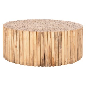 72645 ΤΡΑΠΕΖΙ ΣΑΛΟΝΙΟΥ ΣΤΡΟΓΓΥΛΟ COOTER HM9862 ΚΛΑΔΙΑ TEAK-ΦΥΣΙΚΟ Φ100x40Υεκ.