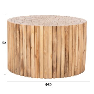 72646 ΤΡΑΠΕΖΙ ΣΑΛΟΝΙΟΥ ΣΤΡΟΓΓΥΛΟ COOTER HM9863 ΚΛΑΔΙΑ TEAK-ΦΥΣΙΚΟ Φ80x50Υεκ.