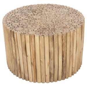 72646 ΤΡΑΠΕΖΙ ΣΑΛΟΝΙΟΥ ΣΤΡΟΓΓΥΛΟ COOTER HM9863 ΚΛΑΔΙΑ TEAK-ΦΥΣΙΚΟ Φ80x50Υεκ.