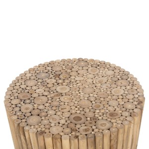 72646 ΤΡΑΠΕΖΙ ΣΑΛΟΝΙΟΥ ΣΤΡΟΓΓΥΛΟ COOTER HM9863 ΚΛΑΔΙΑ TEAK-ΦΥΣΙΚΟ Φ80x50Υεκ.