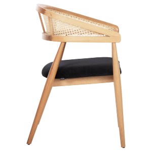 72688 ΠΟΛΥΘΡΟΝΑ KOMODUS HM18012.02 ΞΥΛΟ ΟΞΙΑΣ-RATTAN-ΥΦΑΣΜΑ ΣΕ ΜΑΥΡΟ 55x49x80Υεκ.