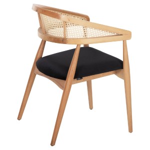 72688 ΠΟΛΥΘΡΟΝΑ KOMODUS HM18012.02 ΞΥΛΟ ΟΞΙΑΣ-RATTAN-ΥΦΑΣΜΑ ΣΕ ΜΑΥΡΟ 55x49x80Υεκ.
