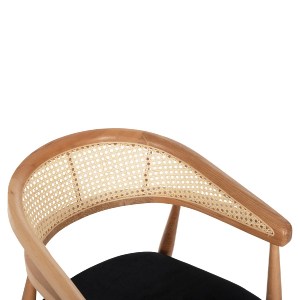 72688 ΠΟΛΥΘΡΟΝΑ KOMODUS HM18012.02 ΞΥΛΟ ΟΞΙΑΣ-RATTAN-ΥΦΑΣΜΑ ΣΕ ΜΑΥΡΟ 55x49x80Υεκ.