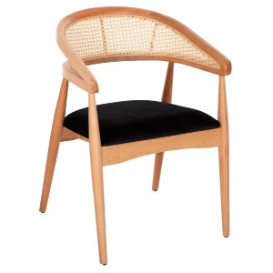 72688 ΠΟΛΥΘΡΟΝΑ KOMODUS HM18012.02 ΞΥΛΟ ΟΞΙΑΣ-RATTAN-ΥΦΑΣΜΑ ΣΕ ΜΑΥΡΟ 55x49x80Υεκ.