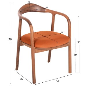 72689 ΠΟΛΥΘΡΟΝΑ LUPPE HM18015.05 ΞΥΛΟ ΟΞΙΑΣ ΚΑΡΥΔΙ-ΥΦΑΣΜΑ ΠΟΡΤΟΚΑΛΙ 51x56x78Υεκ.