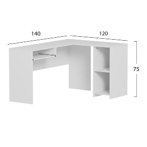72756 ΓΩΝΙΑΚΟ ΓΡΑΦΕΙΟ SHIG HM2135.03 MDF ΣΕ ΛΕΥΚΟ 140x120x75Υεκ