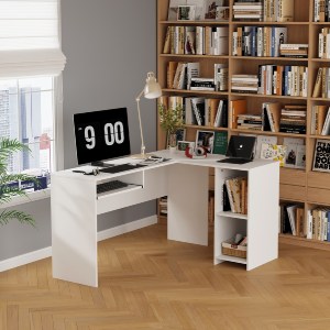 72756 ΓΩΝΙΑΚΟ ΓΡΑΦΕΙΟ SHIG HM2135.03 MDF ΣΕ ΛΕΥΚΟ 140x120x75Υεκ