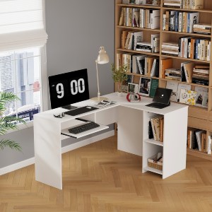 72756 ΓΩΝΙΑΚΟ ΓΡΑΦΕΙΟ SHIG HM2135.03 MDF ΣΕ ΛΕΥΚΟ 140x120x75Υεκ
