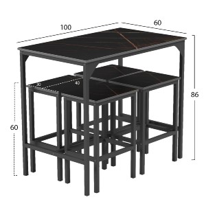 72784 ΣΕΤ ΤΡΑΠΕΖΑΡΙΑ ΜΠΑΡ 5ΤΜΧ BOXY HM9882.13 ΜΑΥΡΟ ΜΕΤΑΛΛΟ-ΜΕΛΑΜΙΝΗ ΜΑΥΡΟ ΜΑΡΜΑΡΟ