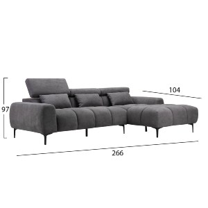 72811 ΚΑΝΑΠΕΣ ΔΕΞΙΑ ΓΩΝΙΑ DIVYA HM3267.02R ΣΥΝΘ.SUEDE ΓΚΡΙ 266x104x97Υεκ.