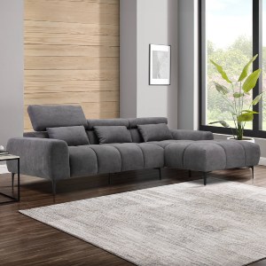 72811 ΚΑΝΑΠΕΣ ΔΕΞΙΑ ΓΩΝΙΑ DIVYA HM3267.02R ΣΥΝΘ.SUEDE ΓΚΡΙ 266x104x97Υεκ.