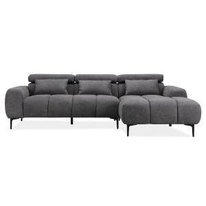 72811 ΚΑΝΑΠΕΣ ΔΕΞΙΑ ΓΩΝΙΑ DIVYA HM3267.02R ΣΥΝΘ.SUEDE ΓΚΡΙ 266x104x97Υεκ.
