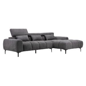 72811 ΚΑΝΑΠΕΣ ΔΕΞΙΑ ΓΩΝΙΑ DIVYA HM3267.02R ΣΥΝΘ.SUEDE ΓΚΡΙ 266x104x97Υεκ.
