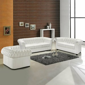 72816 ΣΕΤ ΣΑΛΟΝΙ 2/ΘΕΣΙΟ & 3/ΘΕΣΙΟ & ΠΟΛΥΘΡΟΝΑ CHESTERFIELD ΛΕΥΚΟ ΜΑΤ