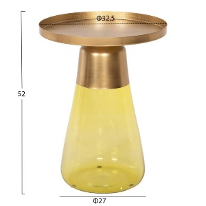 72838 ΒΟΗΘΗΤΙΚΟ ΤΡΑΠΕΖΑΚΙ VALERY HM9732 ΠΡΑΣΙΝΟ ΓΥΑΛΙ-ΧΡΥΣΟ ΜΕΤΑΛΛΟ Φ39,5x52Υεκ