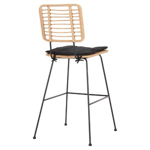 72846 ΣΚΑΜΠΟ ΜΠΑΡ ALLEGRA HM5455.11 ΜΕΤΑΛΛΟ&ΜΑΞΙΛΑΡΙ ΜΑΥΡΟ-WICKER ΜΠΕΖ 56x59x116,5Υεκ.
