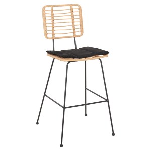 72846 ΣΚΑΜΠΟ ΜΠΑΡ ALLEGRA HM5455.11 ΜΕΤΑΛΛΟ&ΜΑΞΙΛΑΡΙ ΜΑΥΡΟ-WICKER ΜΠΕΖ 56x59x116,5Υεκ.