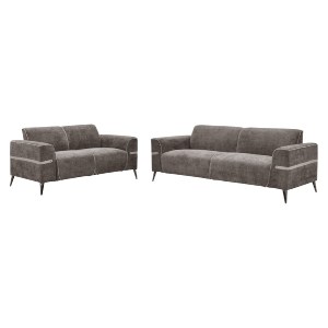 72855 ΣΕΤ ΚΑΝΑΠΕΔΕΣ 2ΤΜΧ FERIN HM6070.02 ΓΚΡΙ ΥΦΑΣΜΑ-ΣΚΟΥΡA ΚΑΦΕ ΜΕΤΑΛΛΙΚΑ ΠΟΔΙΑ