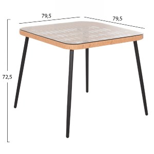 72870 ΤΡΑΠΕΖΙ ΤΕΤΡΑΓΩΝΟ ALLEGRA HM5536.11 ΜΕΤΑΛ.ΜΑΥΡΟ-P.E. RATTAN ΦΥΣΙΚΟ 79,5x79,5x72,5Υεκ