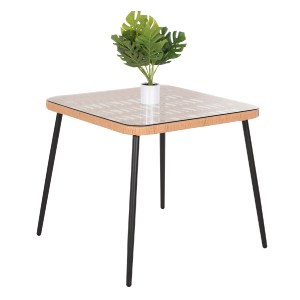 72870 ΤΡΑΠΕΖΙ ΤΕΤΡΑΓΩΝΟ ALLEGRA HM5536.11 ΜΕΤΑΛ.ΜΑΥΡΟ-P.E. RATTAN ΦΥΣΙΚΟ 79,5x79,5x72,5Υεκ