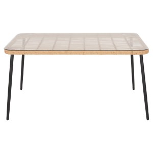 72875 ΤΡΑΠΕΖΙ ΟΡΘΟΓΩΝΙΟ ALLEGRA HM5537.11 ΜΕΤΑΛ.ΜΑΥΡΟ-P.E. RATTAN ΦΥΣΙΚΟ 139,5x79,5x73Υεκ.