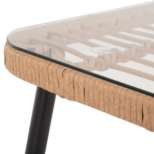 72875 ΤΡΑΠΕΖΙ ΟΡΘΟΓΩΝΙΟ ALLEGRA HM5537.11 ΜΕΤΑΛ.ΜΑΥΡΟ-P.E. RATTAN ΦΥΣΙΚΟ 139,5x79,5x73Υεκ.