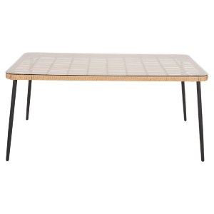 72876 ΤΡΑΠΕΖΙ ΟΡΘΟΓΩΝΙΟ ALLEGRA HM5538.11 ΜΕΤΑΛ.ΜΑΥΡΟ-P.E. RATTAN ΦΥΣΙΚΟ 159,5x89,5x72Υεκ.