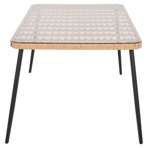 72876 ΤΡΑΠΕΖΙ ΟΡΘΟΓΩΝΙΟ ALLEGRA HM5538.11 ΜΕΤΑΛ.ΜΑΥΡΟ-P.E. RATTAN ΦΥΣΙΚΟ 159,5x89,5x72Υεκ.