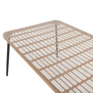 72876 ΤΡΑΠΕΖΙ ΟΡΘΟΓΩΝΙΟ ALLEGRA HM5538.11 ΜΕΤΑΛ.ΜΑΥΡΟ-P.E. RATTAN ΦΥΣΙΚΟ 159,5x89,5x72Υεκ.