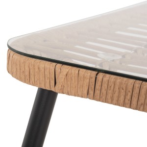 72876 ΤΡΑΠΕΖΙ ΟΡΘΟΓΩΝΙΟ ALLEGRA HM5538.11 ΜΕΤΑΛ.ΜΑΥΡΟ-P.E. RATTAN ΦΥΣΙΚΟ 159,5x89,5x72Υεκ.