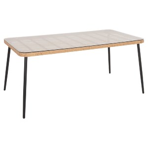 72876 ΤΡΑΠΕΖΙ ΟΡΘΟΓΩΝΙΟ ALLEGRA HM5538.11 ΜΕΤΑΛ.ΜΑΥΡΟ-P.E. RATTAN ΦΥΣΙΚΟ 159,5x89,5x72Υεκ.