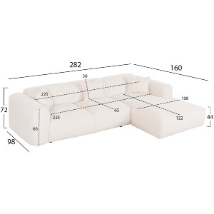 72888 ΚΑΝΑΠΕΣ ΓΩΝΙΑ BRICKEN HM3275.02R ΛΕΥΚΟ ΥΦΑΣΜΑ 110-282x98-160x72Υεκ.