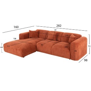 72889 ΚΑΝΑΠΕΣ ΓΩΝΙΑ (ΑΡΙΣΤΕΡΗ) BRICKEN HM3275.03L ΚΕΡΑΜΙΔΙ ΥΦΑΣΜΑ 110-282x98-160x72Υεκ.