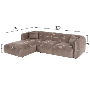 72892 ΚΑΝΑΠΕΣ ΓΩΝΙΑ (ΑΡΙΣΤΕΡΗ) TREAT HM3277.02L ΣΚΟΥΡΟ ΜΠΕΖ ΥΦΑΣΜΑ 270x163x74Υεκ.