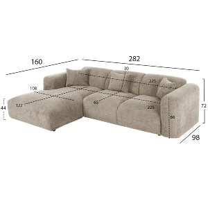 72904 ΚΑΝΑΠΕΣ ΓΩΝΙΑ (ΑΡΙΣΤΕΡΗ) BRICKEN HM3275.01L ΜΠΕΖ ΥΦΑΣΜΑ 110-282x98-160x72Υεκ.
