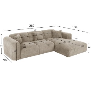72905 ΚΑΝΑΠΕΣ ΓΩΝΙΑ BRICKEN HM3275.01R ΜΠΕΖ ΥΦΑΣΜΑ 110-282x98-160x72Υεκ.