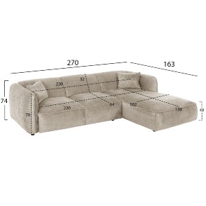 72910 ΚΑΝΑΠΕΣ ΓΩΝΙΑ (ΔΕΞΙΑ) TREAT HM3277.01Ρ ΜΠΕΖ ΥΦΑΣΜΑ 270x163x74Υεκ.