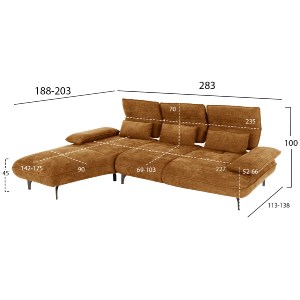 72928 ΓΩΝΙΑΚΟΣ ΚΑΝΑΠΕΣ (ΑΡΙΣΤΕΡΗ) CONVERT HM3268.02L ΚΕΡΑΜΙΔΙ ΥΦΑΣΜΑ 283x188x100Υεκ.