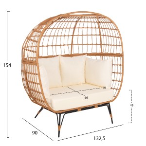 72935 ΠΟΛΥΘΡΟΝΑ ΦΩΛΙΑ MIAMI 2 ΑΤΟΜΩΝ ΤΥΠΟΥ RATTAN HM5870.11 132.5x90x154Υεκ