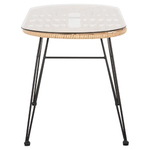 72950 ΤΡΑΠΕΖΙ ΟΒΑΛ ΧΑΜΗΛΟ ALLEGRA HM5695.11 ΜΠΕΖ WICKER-ΜΑΥΡΟ ΜΕΤΑΛΛΟ 100x45x51,5Υεκ.