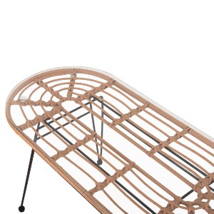 72950 ΤΡΑΠΕΖΙ ΟΒΑΛ ΧΑΜΗΛΟ ALLEGRA HM5695.11 ΜΠΕΖ WICKER-ΜΑΥΡΟ ΜΕΤΑΛΛΟ 100x45x51,5Υεκ.
